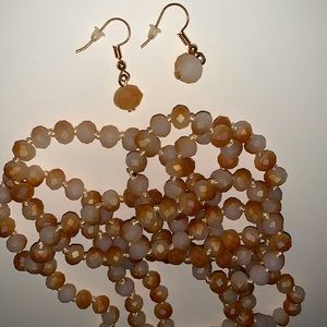 Beaded Stone Necklace & Earrings